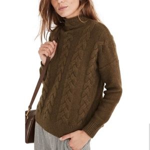 Madewell Grenville Cable-knit Mock-neck Sweater